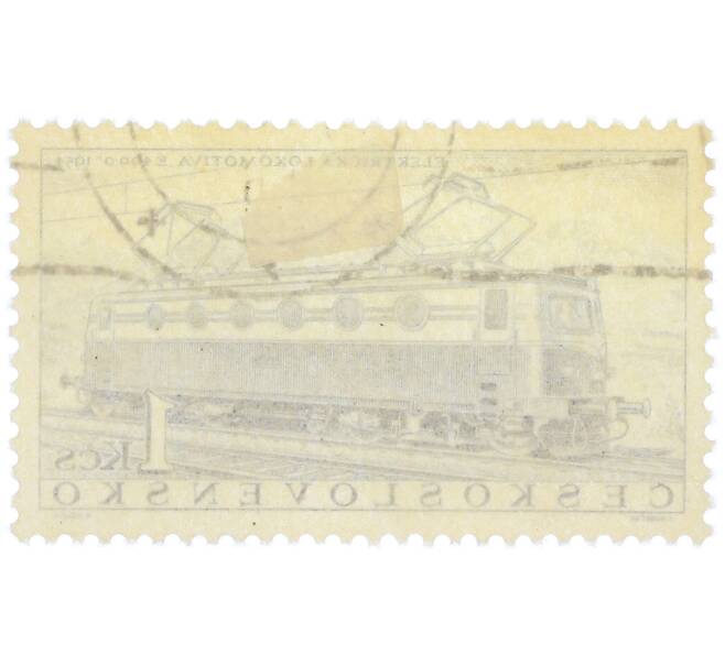 Почтовая марка 1 крона 1956 года Чехословакия «Европейская конференция по расписанию движения грузовых поездов — Электровоз типа E499.0» (Артикул: P2-1180) — Фото №2
