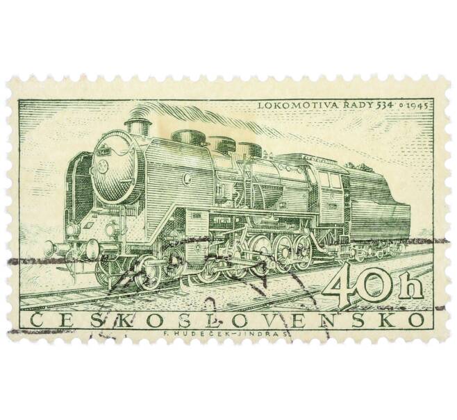 Почтовая марка 40 геллеров 1956 года Чехословакия «Европейская конференция по расписанию движения грузовых поездов — Локомотив Rady 534» (Артикул: P2-1184) — Фото №1