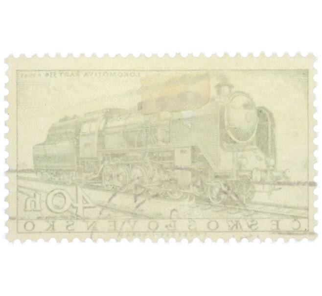 Почтовая марка 40 геллеров 1956 года Чехословакия «Европейская конференция по расписанию движения грузовых поездов — Локомотив Rady 534» (Артикул: P2-1184) — Фото №2