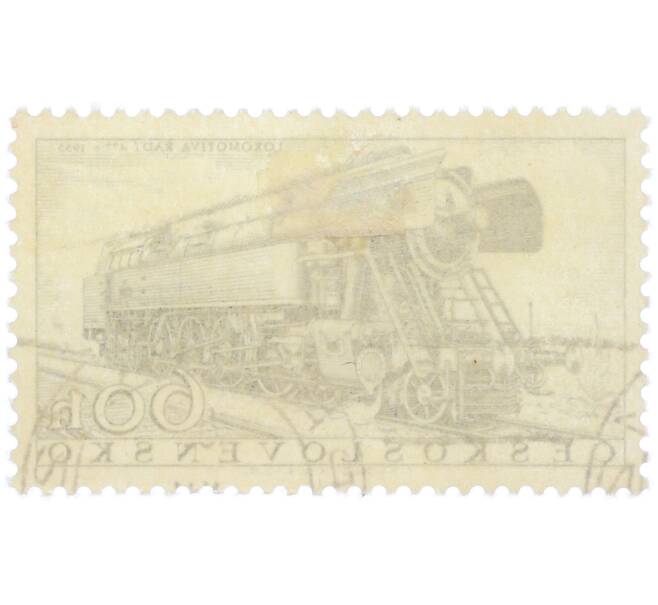 Почтовая марка 60 геллеров 1956 года Чехословакия «Европейская конференция по расписанию движения грузовых поездов — Локомотив Rady 477» (Артикул: P2-1185) — Фото №2