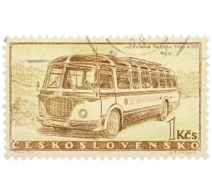 Почтовая марка 1 крона 1958 года Чехословакия «Автобус Шкода 706 RTO» — Фото №1
