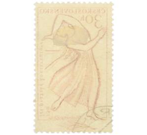 Почтовая марка 30 геллеров 1961 года Чехословакия «150 лет Пражской консерватории» — Фото №2