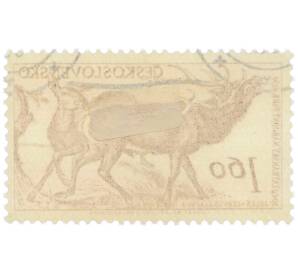 Почтовая марка 1.6 кроны 1957 года Чехословакия «Флора и фауна Татранского национального парка — Олень» — Фото №2
