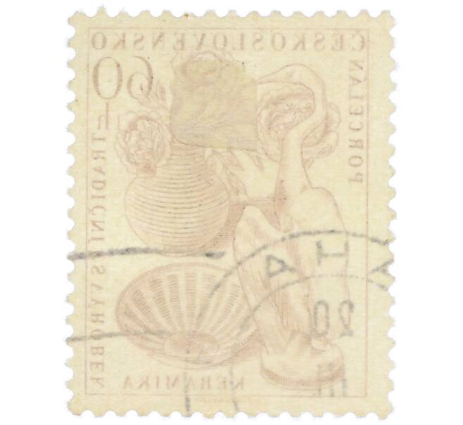 Почтовая марка 60 геллеров 1956 года Чехословакия «Традиционные чехословацкие изделия — Керамика» (Артикул: P2-1218) — Фото №2