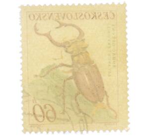 Почтовая марка 60 геллеров 1962 года Чехословакия «Жуки — Жук-олень (Lucanus cervus)» — Фото №2