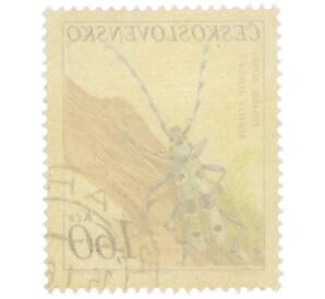 Почтовая марка 1.6 кроны 1962 года Чехословакия «Жуки — Усач альпийский (Rosalia alpina)» — Фото №2