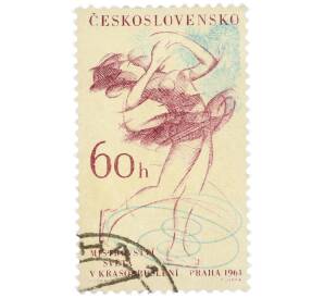 Почтовая марка 60 геллеров 1961 года Чехословакия «Чемпионат мира по фигурному катанию» — Фото №1
