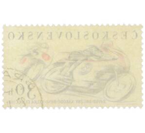 Почтовая марка 30 геллеров 1962 года Чехословакия «Мотоциклетные дорожные гонок в Брно» — Фото №2