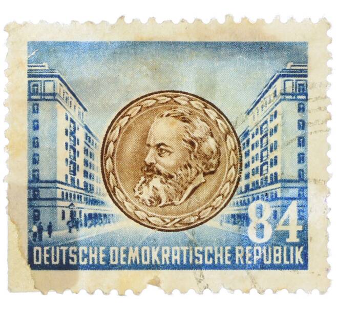 Почтовая марка 84 пфеннига 1953 года Восточная Германия (ГДР) «Карл Маркс» (Артикул: P2-1297) — Фото №1