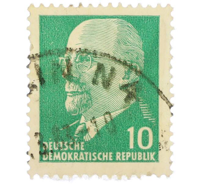 Почтовая марка 10 пфеннигов 1961 года Восточная Германия (ГДР) «Вальтер Эрнст Пауль Ульбрихт» (Артикул: P2-1299) — Фото №1