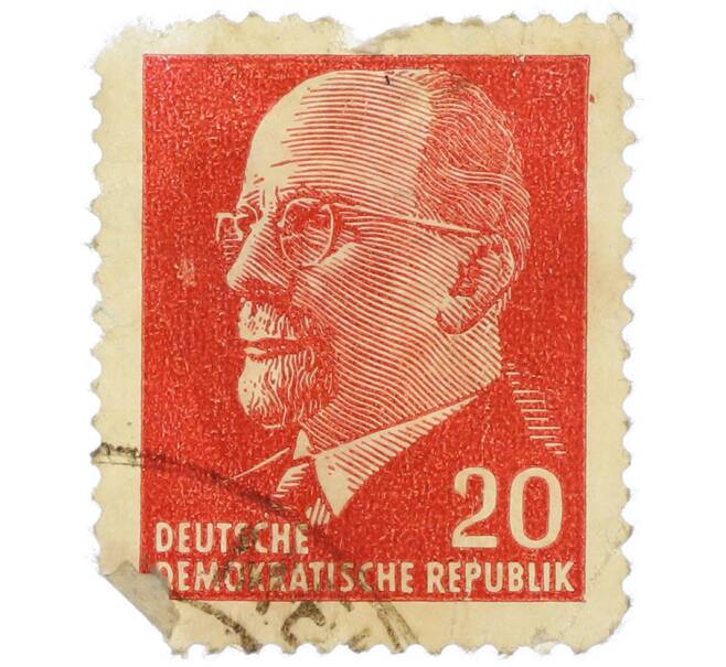 Почтовая марка 20 пфеннигов 1961 года Восточная Германия (ГДР) «Вальтер Эрнст Пауль Ульбрихт» (Артикул: P2-1300) — Фото №1