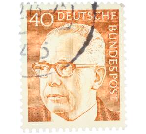 Почтовая марка 40 пфеннигов 1971 года Западная Германия (ФРГ) «Президент Густав Хайнеман» — Фото №1