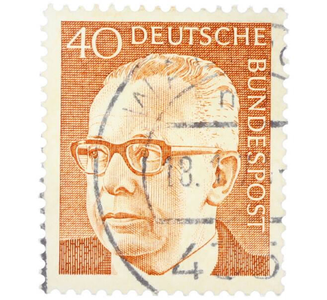 Почтовая марка 40 пфеннигов 1971 года Западная Германия (ФРГ) «Президент Густав Хайнеман» (Артикул: T11-39423) — Фото №1