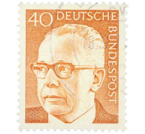 Почтовая марка 40 пфеннигов 1971 года Западная Германия (ФРГ) «Президент Густав Хайнеман» — Фото №1