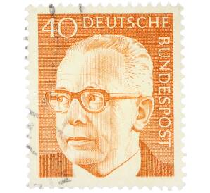 Почтовая марка 40 пфеннигов 1971 года Западная Германия (ФРГ) «Президент Густав Хайнеман» — Фото №1