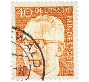 Почтовая марка 40 пфеннигов 1971 года Западная Германия (ФРГ) «Президент Густав Хайнеман» — Фото №1