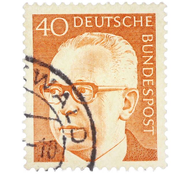 Почтовая марка 40 пфеннигов 1971 года Западная Германия (ФРГ) «Президент Густав Хайнеман» (Артикул: T11-39429) — Фото №1