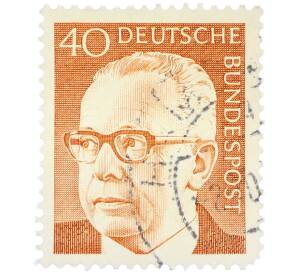 Почтовая марка 40 пфеннигов 1971 года Западная Германия (ФРГ) «Президент Густав Хайнеман» — Фото №1