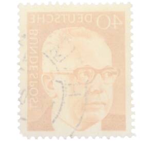 Почтовая марка 40 пфеннигов 1971 года Западная Германия (ФРГ) «Президент Густав Хайнеман» — Фото №2