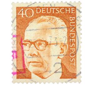 Почтовая марка 40 пфеннигов 1971 года Западная Германия (ФРГ) «Президент Густав Хайнеман» — Фото №1