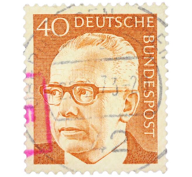 Почтовая марка 40 пфеннигов 1971 года Западная Германия (ФРГ) «Президент Густав Хайнеман» (Артикул: T11-39432) — Фото №1
