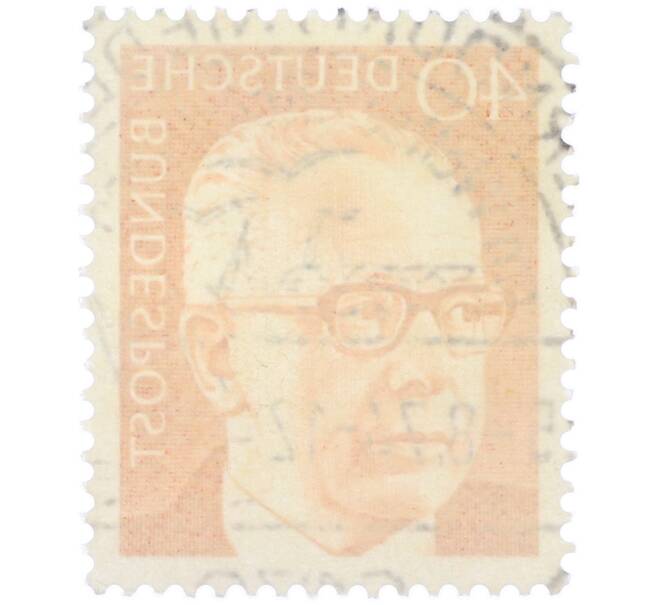 Почтовая марка 40 пфеннигов 1971 года Западная Германия (ФРГ) «Президент Густав Хайнеман» (Артикул: T11-39433) — Фото №2