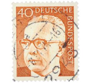 Почтовая марка 40 пфеннигов 1971 года Западная Германия (ФРГ) «Президент Густав Хайнеман» — Фото №1