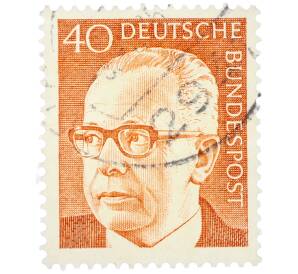 Почтовая марка 40 пфеннигов 1971 года Западная Германия (ФРГ) «Президент Густав Хайнеман» — Фото №1
