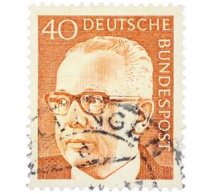 Почтовая марка 40 пфеннигов 1971 года Западная Германия (ФРГ) «Президент Густав Хайнеман» — Фото №1