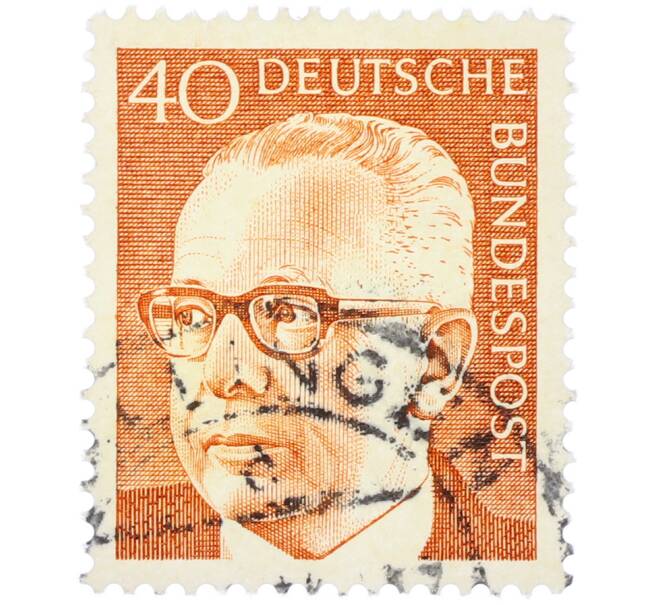 Почтовая марка 40 пфеннигов 1971 года Западная Германия (ФРГ) «Президент Густав Хайнеман» (Артикул: T11-39436) — Фото №1