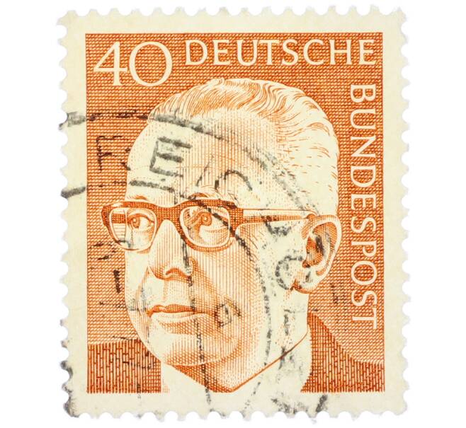 Почтовая марка 40 пфеннигов 1971 года Западная Германия (ФРГ) «Президент Густав Хайнеман» (Артикул: T11-39437) — Фото №1