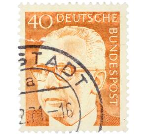 Почтовая марка 40 пфеннигов 1971 года Западная Германия (ФРГ) «Президент Густав Хайнеман» — Фото №1