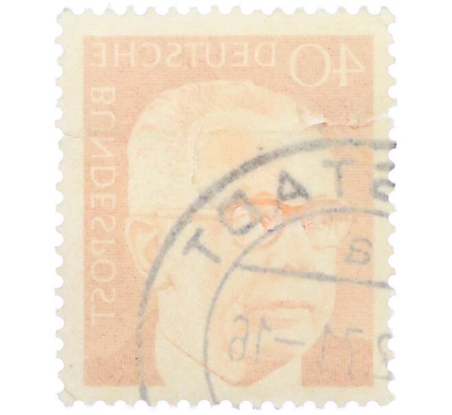 Почтовая марка 40 пфеннигов 1971 года Западная Германия (ФРГ) «Президент Густав Хайнеман» (Артикул: T11-39438) — Фото №2