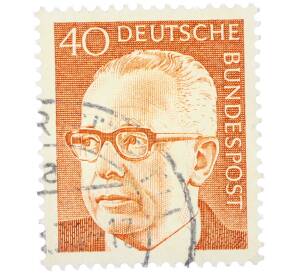 Почтовая марка 40 пфеннигов 1971 года Западная Германия (ФРГ) «Президент Густав Хайнеман» — Фото №1