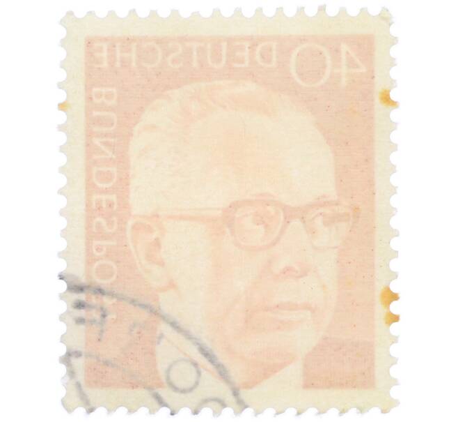 Почтовая марка 40 пфеннигов 1971 года Западная Германия (ФРГ) «Президент Густав Хайнеман» (Артикул: T11-39441) — Фото №2