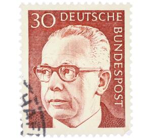 Почтовая марка 30 пфеннигов 1971 года Западная Германия (ФРГ) «Президент Густав Хайнеман» — Фото №1