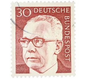 Почтовая марка 30 пфеннигов 1971 года Западная Германия (ФРГ) «Президент Густав Хайнеман» — Фото №1