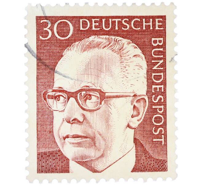 Почтовая марка 30 пфеннигов 1971 года Западная Германия (ФРГ) «Президент Густав Хайнеман» (Артикул: T11-39445) — Фото №1