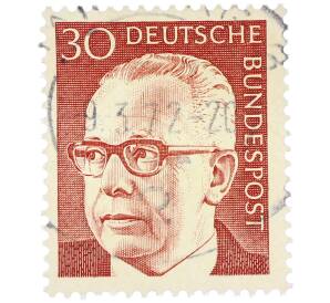 Почтовая марка 30 пфеннигов 1971 года Западная Германия (ФРГ) «Президент Густав Хайнеман» — Фото №1