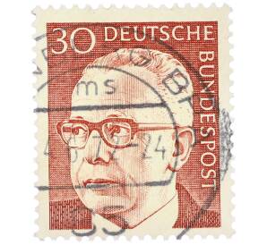 Почтовая марка 30 пфеннигов 1971 года Западная Германия (ФРГ) «Президент Густав Хайнеман» — Фото №1
