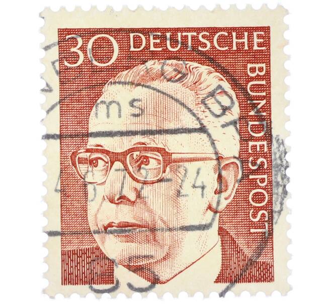 Почтовая марка 30 пфеннигов 1971 года Западная Германия (ФРГ) «Президент Густав Хайнеман» (Артикул: T11-39448) — Фото №1