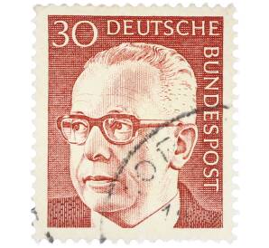 Почтовая марка 30 пфеннигов 1971 года Западная Германия (ФРГ) «Президент Густав Хайнеман» — Фото №1