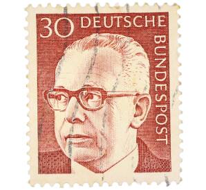 Почтовая марка 30 пфеннигов 1971 года Западная Германия (ФРГ) «Президент Густав Хайнеман» — Фото №1