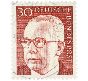 Почтовая марка 30 пфеннигов 1971 года Западная Германия (ФРГ) «Президент Густав Хайнеман» — Фото №1