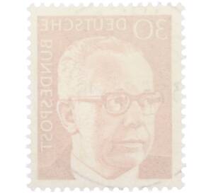 Почтовая марка 30 пфеннигов 1971 года Западная Германия (ФРГ) «Президент Густав Хайнеман» — Фото №2