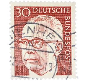 Почтовая марка 30 пфеннигов 1971 года Западная Германия (ФРГ) «Президент Густав Хайнеман» — Фото №1