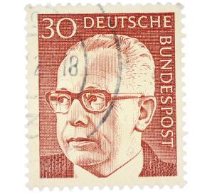 Почтовая марка 30 пфеннигов 1971 года Западная Германия (ФРГ) «Президент Густав Хайнеман» — Фото №1