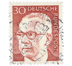 Почтовая марка 30 пфеннигов 1971 года Западная Германия (ФРГ) «Президент Густав Хайнеман» — Фото №1