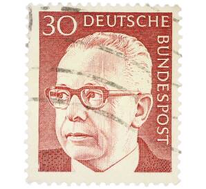Почтовая марка 30 пфеннигов 1971 года Западная Германия (ФРГ) «Президент Густав Хайнеман» — Фото №1