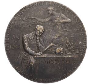 Настольная медаль 1902 года Франция «100-летие школы-интерната в области медицины и хирургии гражданских больниц Парижа» — Фото №2